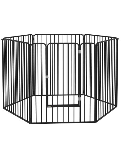  Recinto per Cani Grandi a 6 Pannelli Modulabili in Acciaio, 164x83x100 cm, Nero