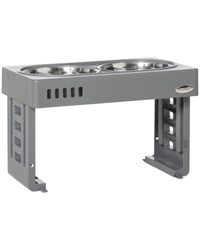 1.  2L Dog Bowl Set with Removable Legs, ABS and Steel, 44x27.7x28 cm, Grey and Silver