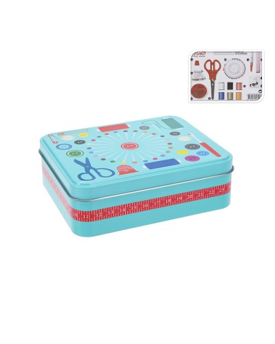 Travel Sewing Kit - Metal Box, Scissors, Needles, Thread - Portable
