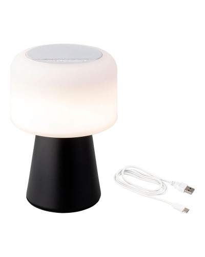Lampada LED Lumineo con altoparlante Bluetooth, caricabatterie Qi e telecomando, 22,5 cm, nero