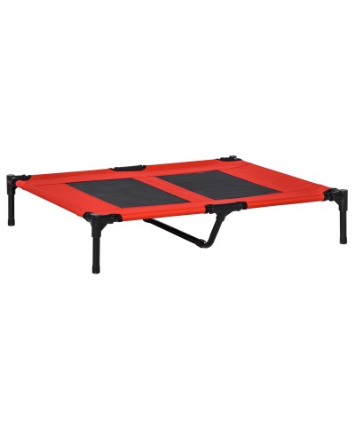 Elevated Large Dog Bed with Mesh Fabric, Max Weight 30kg, 91.5x76.2x18 cm, Red