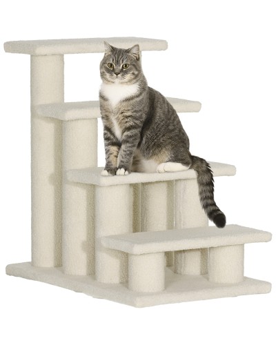  Scaletta per Cani e Gatti a 4 Gradini con Rivestimento in Peluche, Scala per Gatto e Animali Domestici Antiscivolo, Scalini per