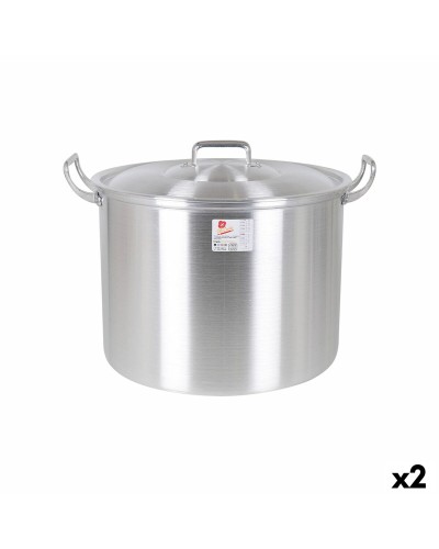Olla de Aluminio con Tapa (2 Unidades) - 44x38x30 cm
