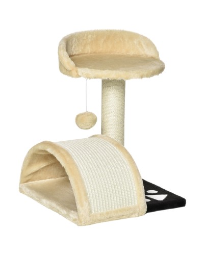  Albero Tiragraffi per Gatti per Gioco e Relax 35.5x37x46 cm Beige