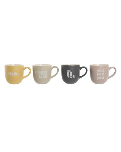 Set di 4 Tazze ESPRIT in Porcellana da 410 ml, Colori Vivaci, per Colazione e Bevande Calde