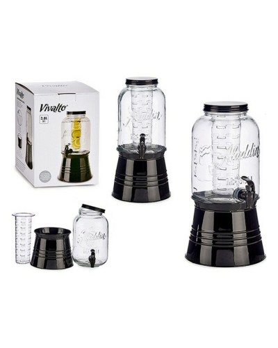 Jarra de Agua Vidrio Negro Refrigerador 3800ml | Elegante y Práctica
