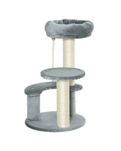  Albero Tiragraffi per Gatti a 3 Livelli con Piattaforme, Lettino e Pali in Sisal, Torre per Gatti con Rivestimento in Peluche, 
