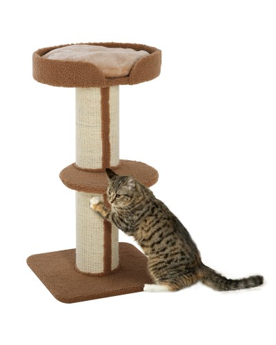  Tiragraffi ad Albero per Gatti con Cuccia, Cuscino, Rivestimento Peluche e Pali in Corda Sisal
