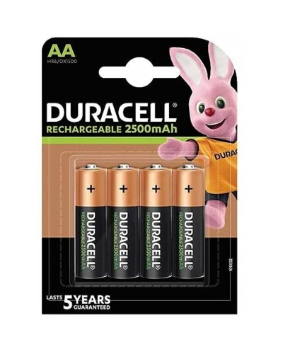 Duracell Pilas Recargables AA 1.2V - 4 Unidades - Larga Duración & Ahorro
