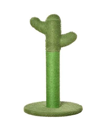  Albero Tiragraffi per Gatti a Forma di Cactus con Corde in Sisal, 40x40x65 cm, Verde