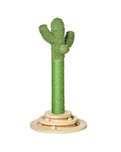 Cactus Cat Scratching Post, Sisal Rope and Wooden Ball Base, 32x32x60cm