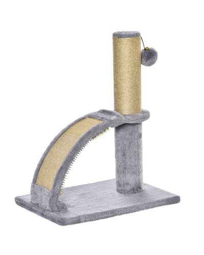 Cat Scratching Post Tree with Massager Arch, Jute Post and Plush Ball, 34x24x43 cm, Grey
