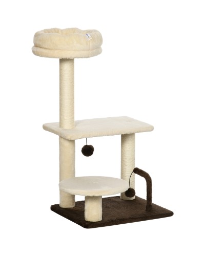 Cat Scratching Tree with Sisal Post, Perch, and Play Balls, Chipboard and Plush, 44x38x74 cm