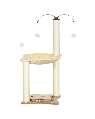 Cat Scratching Tree up to 5kg with Hammock, Play Balls, and Sisal Posts, 53.5x53.5x90 cm, Beige