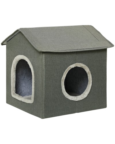 Cat House with Washable Cushions 2 Entrances, 39x43.5x40.5cm Gray