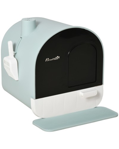 Enclosed Cat Litter Box with Filters, Scoop, and Tray, PP Structure, 43x44x47cm, Green