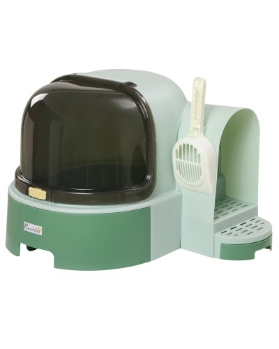  Lettiera per Gatti Chiusa con Coperchio Apribile e Vassoio Estraibile, 52x60x42 cm, Verde