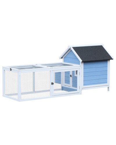  Gabbia per Galline Ovaiole con Zona Corsa e Vassoio di Nidificazione Rimovibile, Pollaio da Giardino in Legno con Tetto Imperme