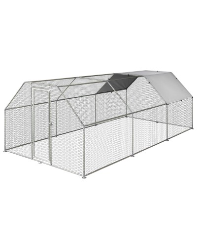 Recinto Gabbia per Galline in Metallo Galvanizzato Impermeabile, Pollaio con Porta e Copertura Oxford, 280x570x195cm