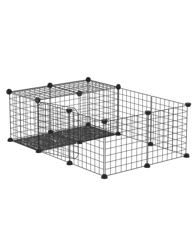 Modular Rabbit and Guinea Pig Enclosure with Accessories, Assembly Included, 105x70x35cm - Black