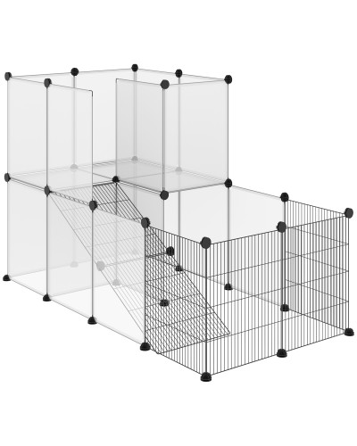  Recinto Modulare per Conigli e Animali di Piccole Dimensioni, 27 Pannelli Acciaio e Resina