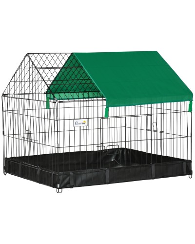  Gabbia per Conigli e Porcellini d'India in Metallo e Tessuto Oxford 90x75x75cm