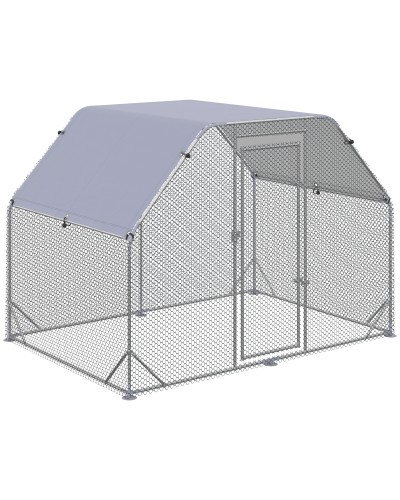 Chicken Coop with Cover for 4-6 Chickens, Steel, 280x190x195 cm