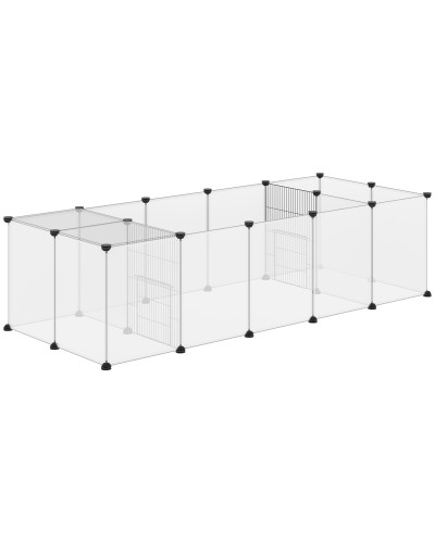 Modular Pet Playpen with 20 Panels and 2 Doors, Steel & PP, 175x70x45 cm, Black & White