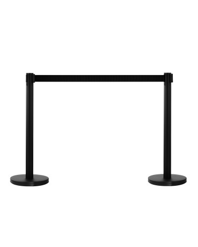 2m Retractable Belt Stanchion Set, Stainless Steel and Nylon Crowd Control Barriers, Ø32x90 cm, Black