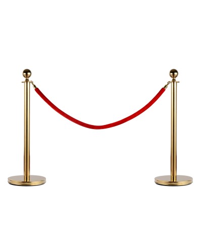 Queue Barrier Stanchions with Red Ropes Stainless Steel Ф32 x 95CM Gold