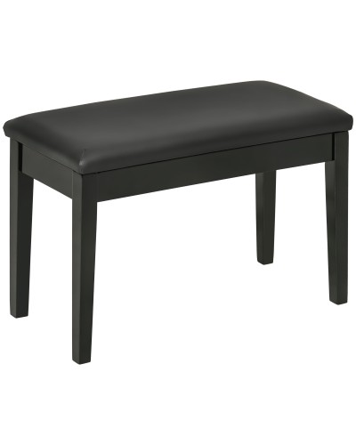  Sgabello per Pianoforte con Vano Contenitore in Legno e Finta Pelle PU, 75x35x49cm, Nero