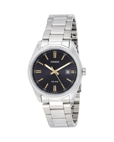 Miesten rannekellot Casio DATE Musta Hopeinen (Ø 39 mm)