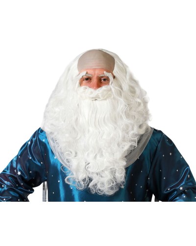 Parrucca Barba Mago Bianco Deluxe - Costume Halloween Carnevale

