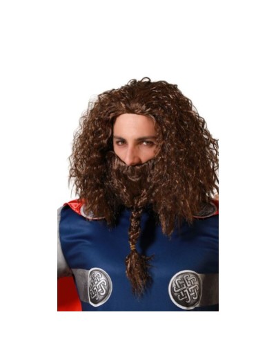 Parrucca Vichingo Castano con Barba - Costume Cosplay Medioevo
