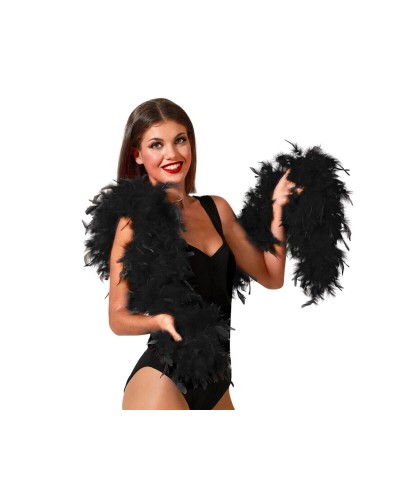 Boa Plume Noir - Extra Long 180cm - Déguisement Fête Élégante
