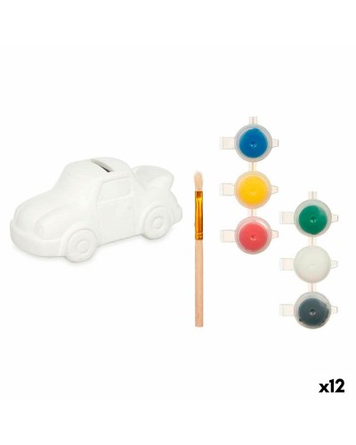 Itse maalattava säästölipas Valkoinen 14,5 x 7,2 x 9,4 cm Auto (12 osaa)