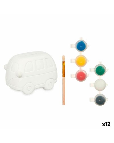 Piggy Bank Van to Paint - Kit 12pcs - White Ceramic 12.4x8.6x9.9cm
