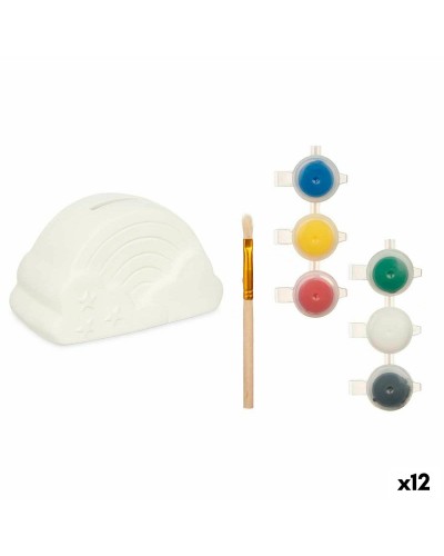 Hucha para Pintar Blanca - Arcoíris, 13,9cm (Set de 12 unidades) - Personalizable
