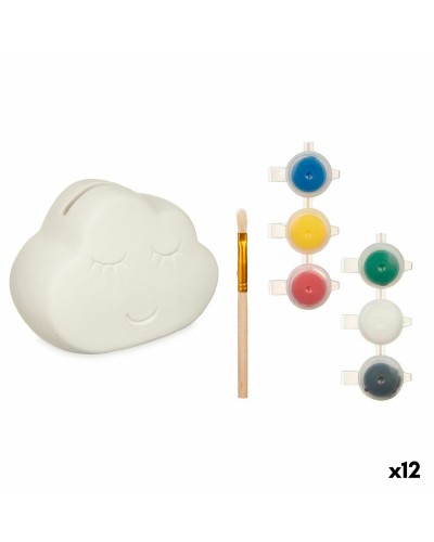 Måla din egen sparbössa Vit 12,3 x 9,4 x 9 cm Moln (12 antal)