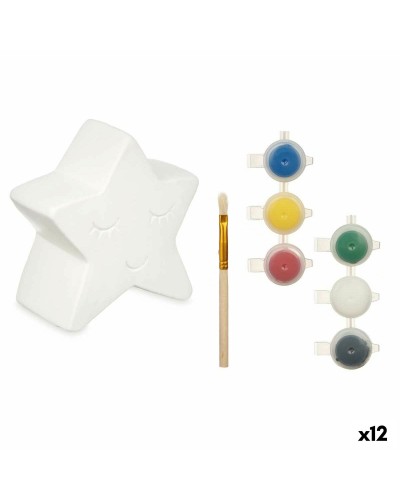 Hucha Cerámica Blanca para Pintar Estrella, 12.8cm, Set 12uds - Creativo
