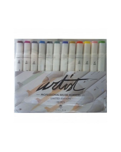 Tuschpennor Alex Bog Professional Multicolour 12 Delar Dubbel ände