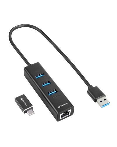Sharkoon Hub USB 3.0 4 Porte Nero - Trasferimento Dati Veloce
