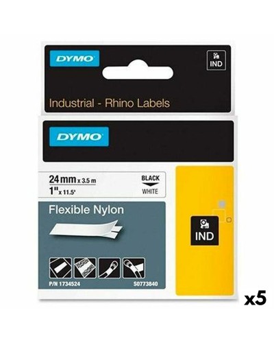 Dymo Rhino Black on White Laminated Tape - 5pk - Industrial Label Maker
