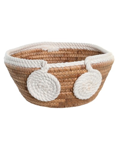 Centre de table en rotin naturel blanc DKD Home Decor | Bohème | 30x30x14 cm
