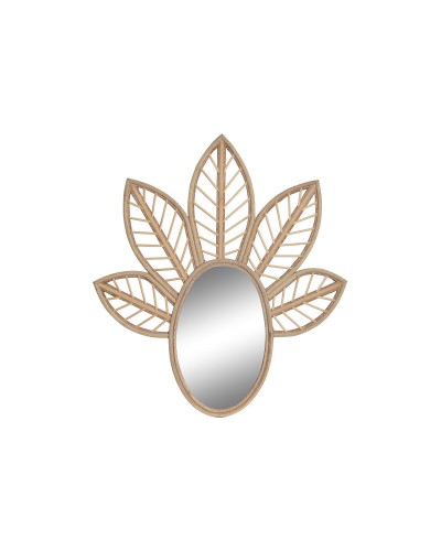 Wandspiegel DKD Home Decor Bruin Kristal Natuurlijk Tropisch Blad van een plant 60 x 2 x 67 cm