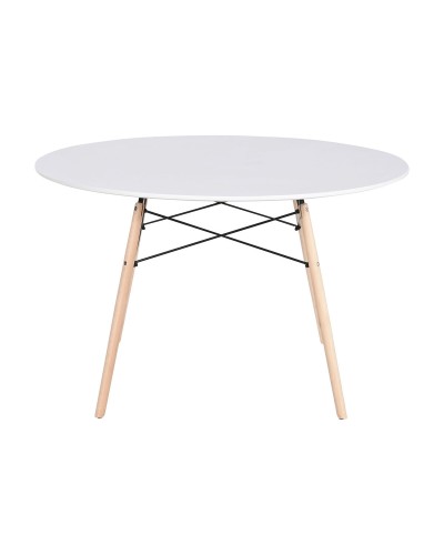 Table de Salle à Manger Home ESPRIT Blanc Noir Naturel Bouleau Bois MDF 120 x 120 x 74 cm