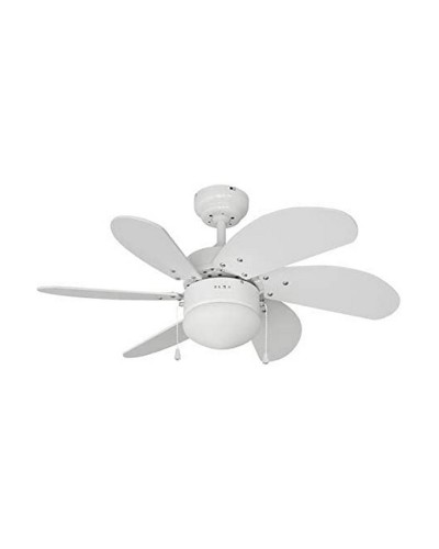 Aral White Ceiling Fan 50 W with Light and Remote Control
