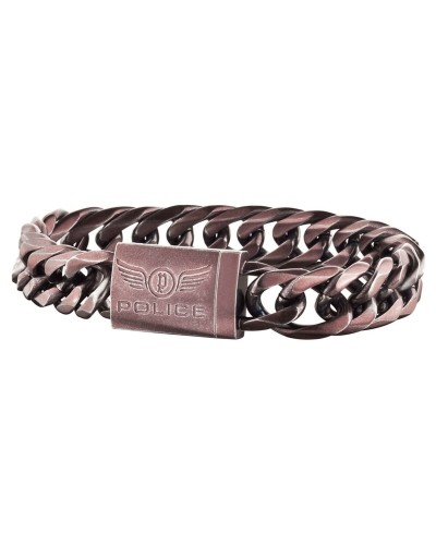 Bracelet Homme Police PJ25507BSEBR-02-S en Cuir Marron Tressé, 21 cm
