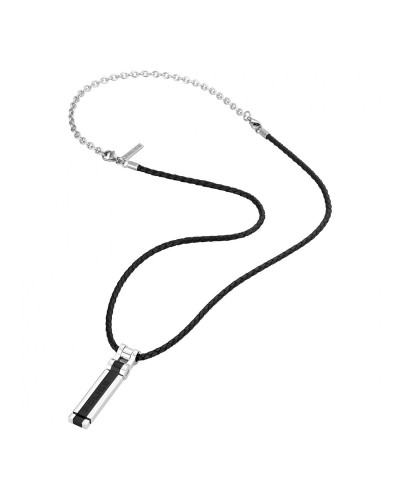 Men's Police Stainless Steel Necklace Black Pendant - Trendy Style
