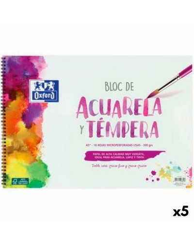 Oxford Bloc Acuarela 30x40 cm, 10 Hojas, 300gsm - Set 5 Bloques
